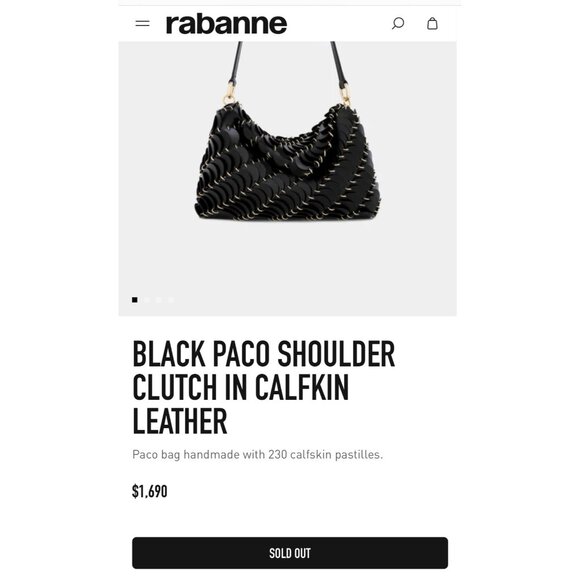Rabanne Shoulder Bag black leather with chain strap - Picture 7 of 7